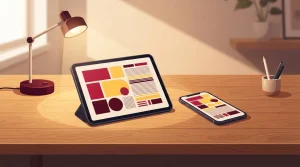 Smartphone und Tablet auf einer Tischfläche